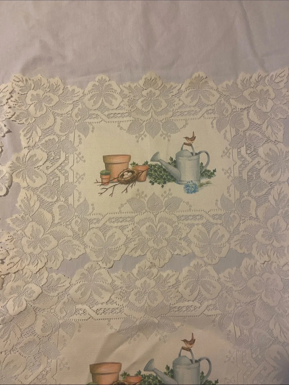 Vintage Lace Tea Time Doilies /Place Mats- Cream with Pastel Motif